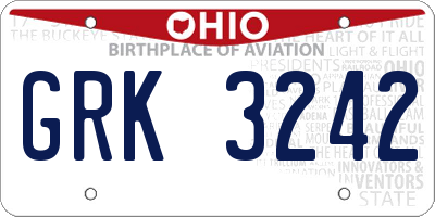 OH license plate GRK3242