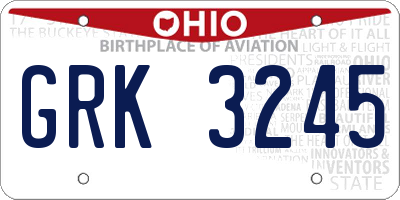 OH license plate GRK3245