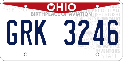 OH license plate GRK3246