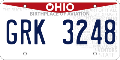 OH license plate GRK3248