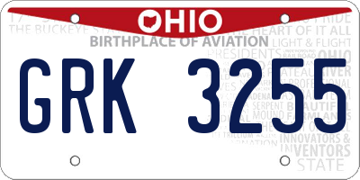OH license plate GRK3255