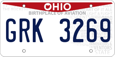 OH license plate GRK3269