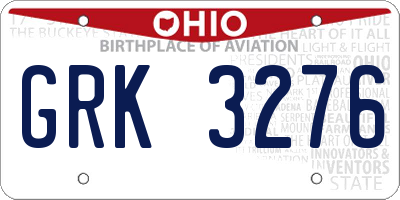 OH license plate GRK3276