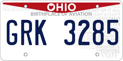 OH license plate GRK3285