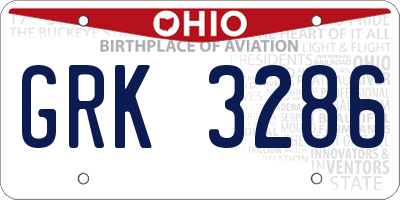 OH license plate GRK3286