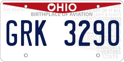 OH license plate GRK3290