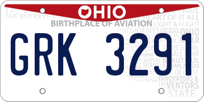 OH license plate GRK3291