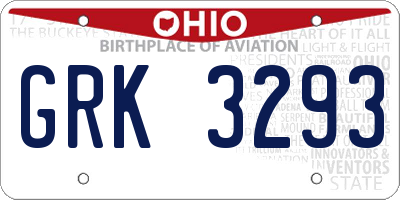 OH license plate GRK3293