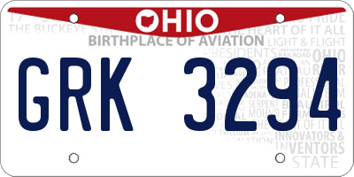 OH license plate GRK3294