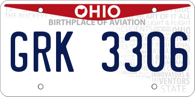 OH license plate GRK3306