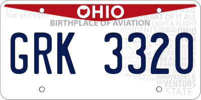 OH license plate GRK3320