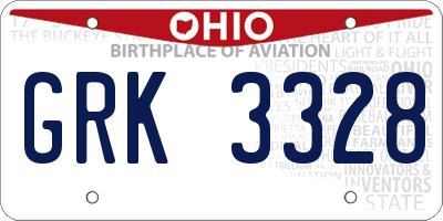 OH license plate GRK3328