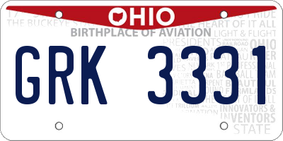 OH license plate GRK3331