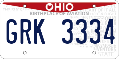 OH license plate GRK3334