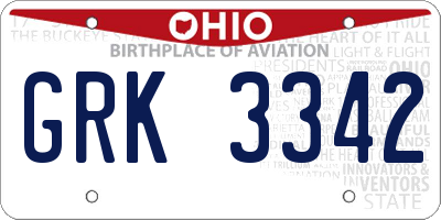 OH license plate GRK3342