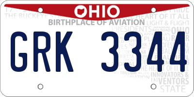 OH license plate GRK3344