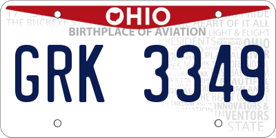 OH license plate GRK3349