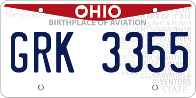 OH license plate GRK3355