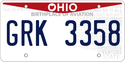 OH license plate GRK3358