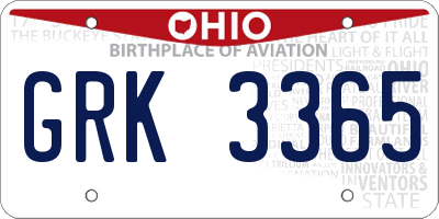 OH license plate GRK3365