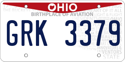 OH license plate GRK3379