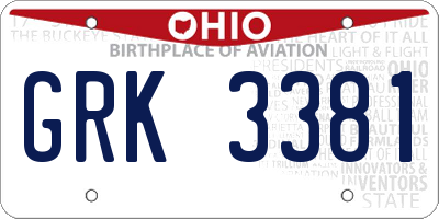OH license plate GRK3381