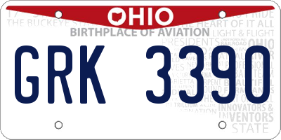 OH license plate GRK3390