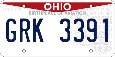 OH license plate GRK3391