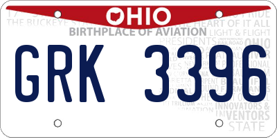 OH license plate GRK3396