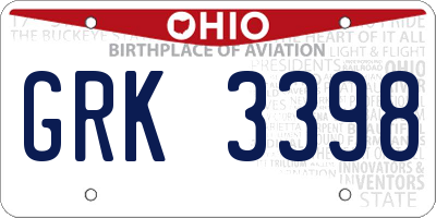 OH license plate GRK3398