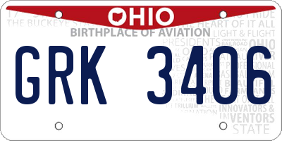 OH license plate GRK3406