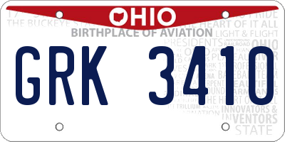 OH license plate GRK3410