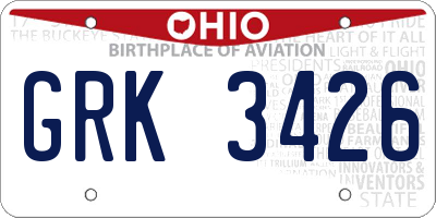 OH license plate GRK3426