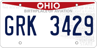 OH license plate GRK3429