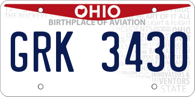 OH license plate GRK3430