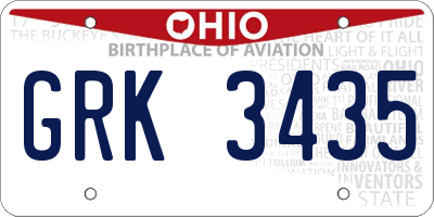 OH license plate GRK3435