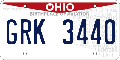 OH license plate GRK3440