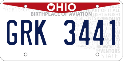 OH license plate GRK3441