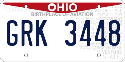 OH license plate GRK3448