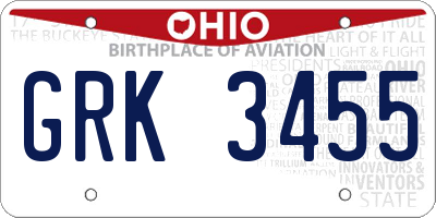 OH license plate GRK3455