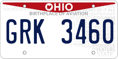 OH license plate GRK3460