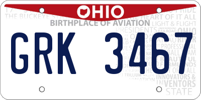 OH license plate GRK3467