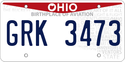 OH license plate GRK3473