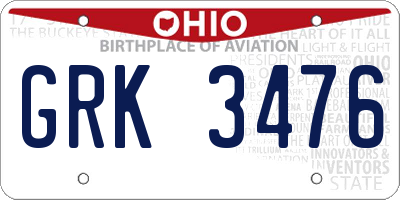 OH license plate GRK3476