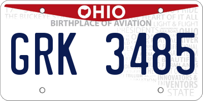 OH license plate GRK3485