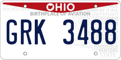 OH license plate GRK3488