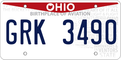 OH license plate GRK3490