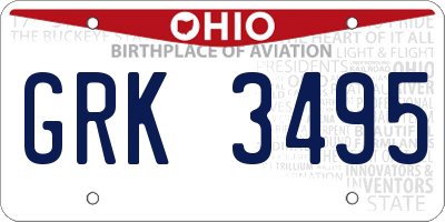 OH license plate GRK3495