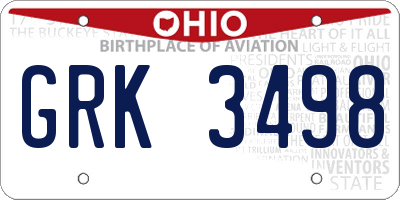 OH license plate GRK3498