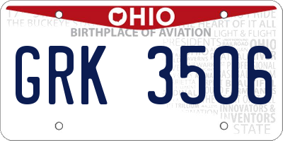 OH license plate GRK3506